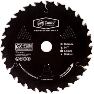 047002 Tamo Purku pyörösahanterä, naulaiselle puulle 165X24TX20mm