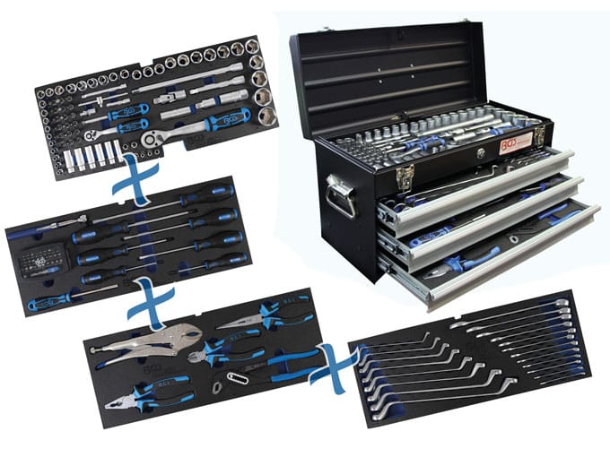 BGS Metallinen Työkalulaukku 3 Hyllyä sis. 143 Työkalua 3318