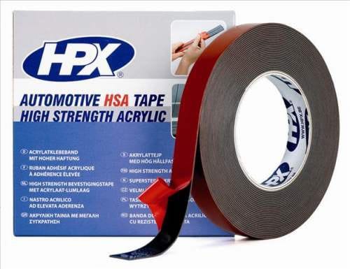 HPX Kaksipuolinen teippi, musta 6mm x 10m