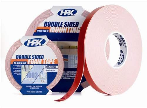 HPX kaksipuolinen peilin asennusteippi, valkoinen 19mm x 25m