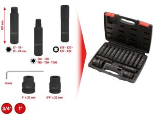 Kstools 3/4"+1" Bits voimahylsysarja 16 osaa 450.0420