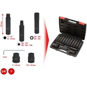 Kstools 3/4"+1" Bits voimahylsysarja 16 osaa 450.0420