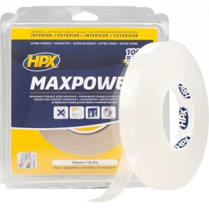 MAXPOWER kaksipuolinen teippi 19 mm x 16,5 m