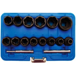 BGS Vaurioituneen pultin ja mutterin irroitushylsyt 16-osainen sarja 5269