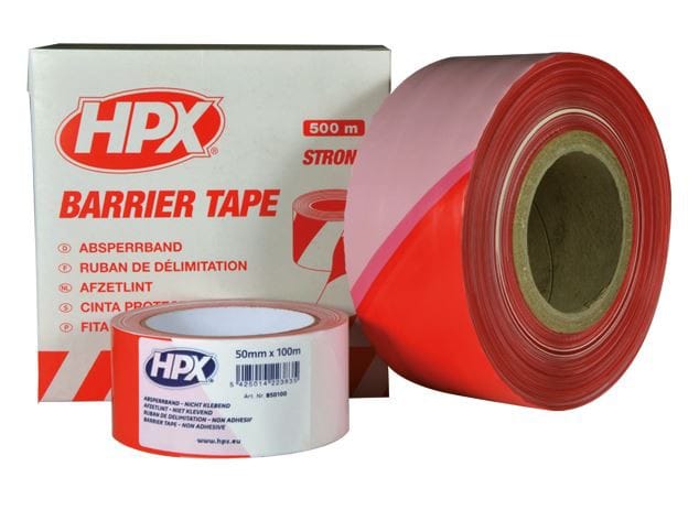 Varoitusnauha punainen/valkoinen 50 mm x 100 m