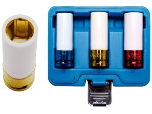 BGS Alumiinivannehylsyt 17, 19, 21 mm, 3-osainen sarja 7200