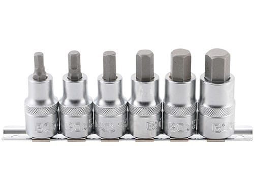 BGS 1/2" Kuusiokolo Bits Hylsyt kiskossa 8887