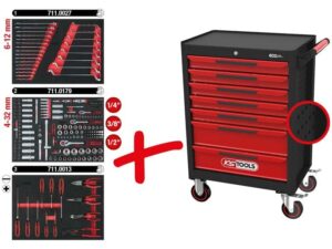 Kstools ECOline Työkaluvaunu 215-osaisella työkalusarjalla, 7 vetolaatikkoa 897.7215