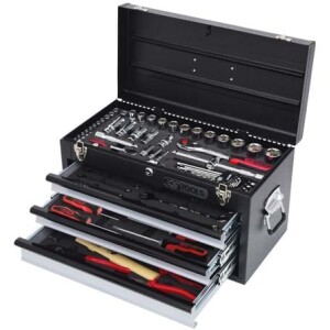 Kstools 99-osainen 1/4"+1/2" CHROMEplus -yleistyökalusarja peltipakissa 918.0200