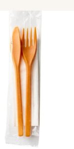 Ecotime puukuituaterinsetti haarukka, veitsi ja lautasliina, 500 kpl