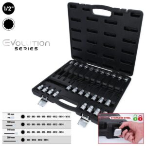 KSTools 911.4540 1/2”:n bittiholkkisarja monihammasruuveille (XZN), 26-osainen