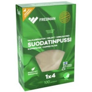 Kahvinsuodatin valkaisematon 1x4, 100 kpl