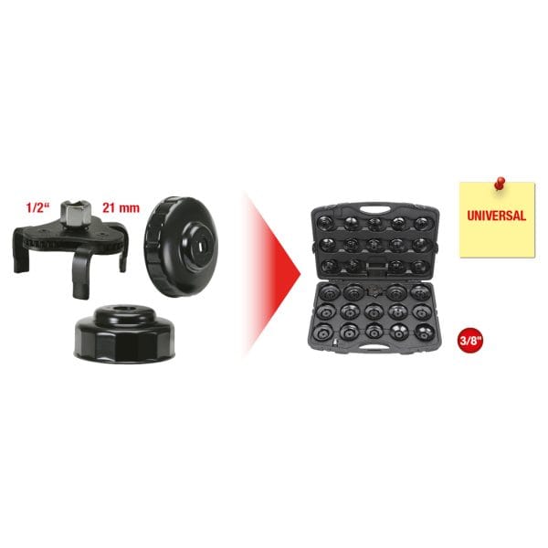 Kstools 150.9350 3/8" öljysuodatin avainsarja, 30-os