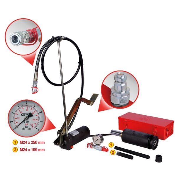 Kstools 440.0585 Hydrauliikkayksikkö 32t, hydraulipumppu ja painemittari, 11-os