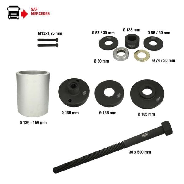 Kstools 460.4885 3D-helan-työkalusarja, SAF-akselille, Mercedes DCA- ja HT-akselille, 12-os
