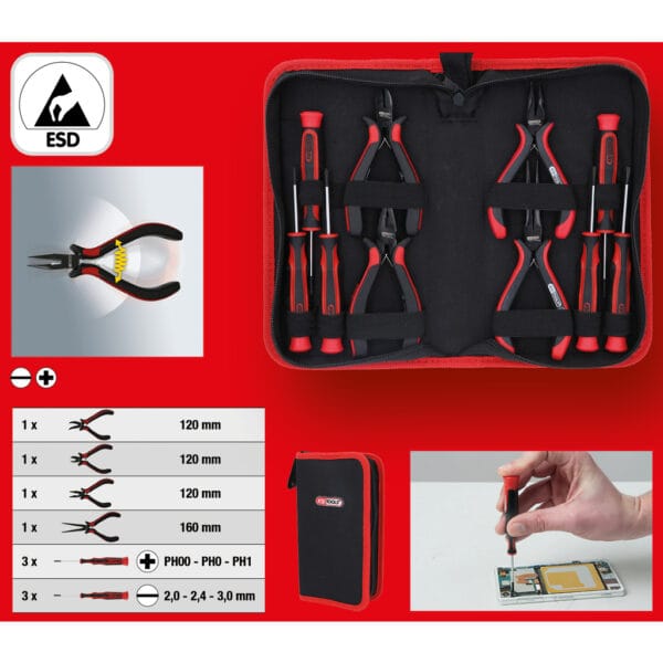 Kstools 500.7220-GB hienomekaanikon pihtisarja