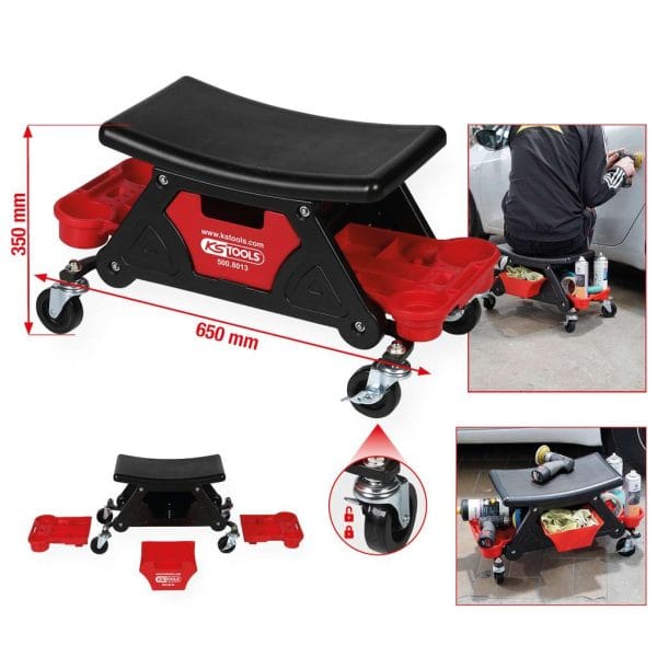 Kstools 500.8013 Liikutettava korjaamojakkara, L650xH350mm