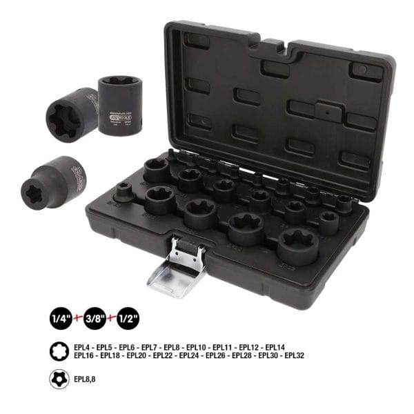 Kstools 515.0119 Torx Plus-hylsyavainsarja, 19-os, 1/4"+3/8"+1/2"
