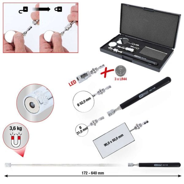 Kstools 550.1145 Joustava tarkastuspeilisarja, 5-os