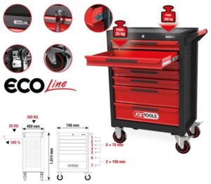 Kstools 897.0007 ECOline työkaluvaunu 7 vetolaatikolla