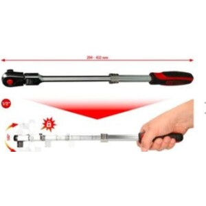 Kstools teleskooppiräikkä nivelellä 1/2", 72-hammasta. 914.1220