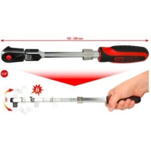 Kstools teleskooppiräikkä nivelellä 1/4", 72-hammasta. 914.1420