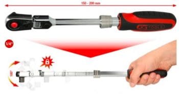 Kstools teleskooppiräikkä nivelellä 1/4", 72-hammasta. 914.1420