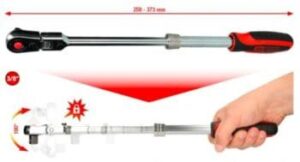 Kstools teleskooppiräikkä nivelellä 3/8″, 72-hammasta. 914.3820