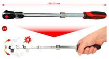 Kstools teleskooppiräikkä nivelellä 3/8″, 72-hammasta. 914.3820