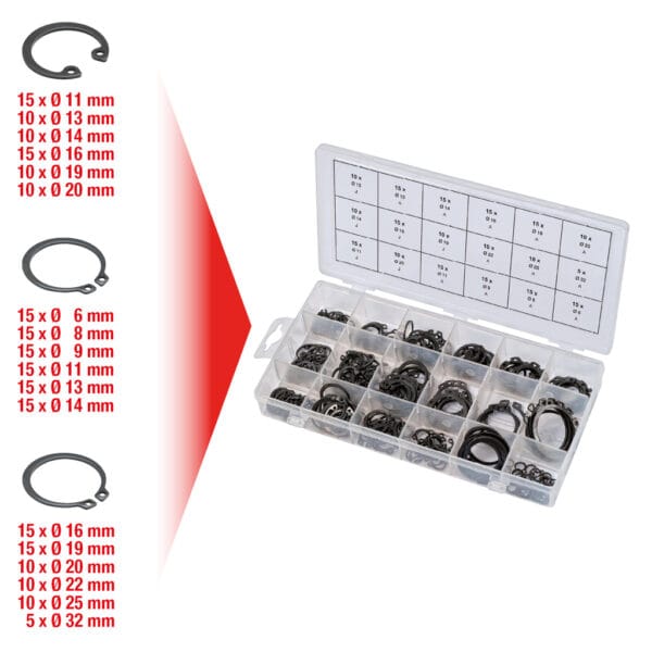 Kstools 970.0310 lukkorengaslajitelma sisä ja ulkopuoliset lukkorenkaat