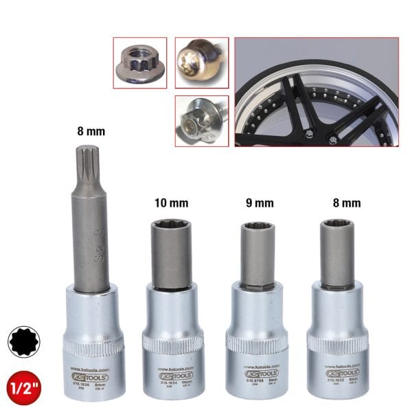 Kstools 515.0795-OZ-alumiinivanteiden erikoishylsysarja useampiosaisia OZ-vanteita varten