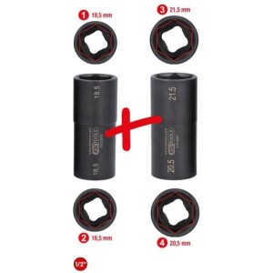 Kstools 515.0895 alumiinivanteiden voimahylsysarja, Ford, 18,5/19,5/20,5/21,5 mm