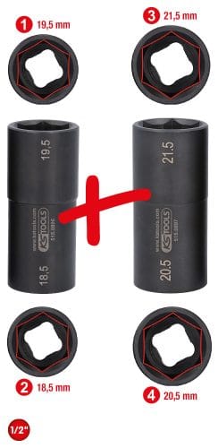 Kstools 515.0895 alumiinivanteiden voimahylsysarja, Ford, 18,5/19,5/20,5/21,5 mm