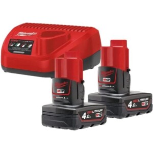 Milwaukee M12 NRG-402 - Akku- ja laturisarja, 2 x 4,0 Ah
