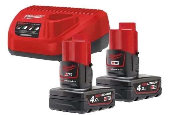 Milwaukee M12 NRG-402 - Akku- ja laturisarja, 2 x 4,0 Ah