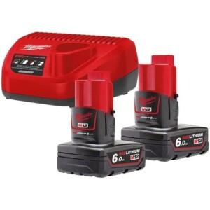 Milwaukee M12 NRG-602 akku- ja laturisarja, 2 x 6,0 Ah