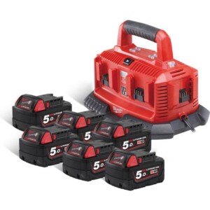 Akkusarja M18 NRG-506 Milwaukee, 6 akkua ja 6 akun laturi