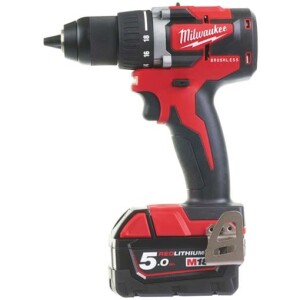 Milwaukee M18 CBLDD-502C Hiiliharjaton Porakone/Ruuvinväännin 2 x 5.0 Ah akuilla & laturilla