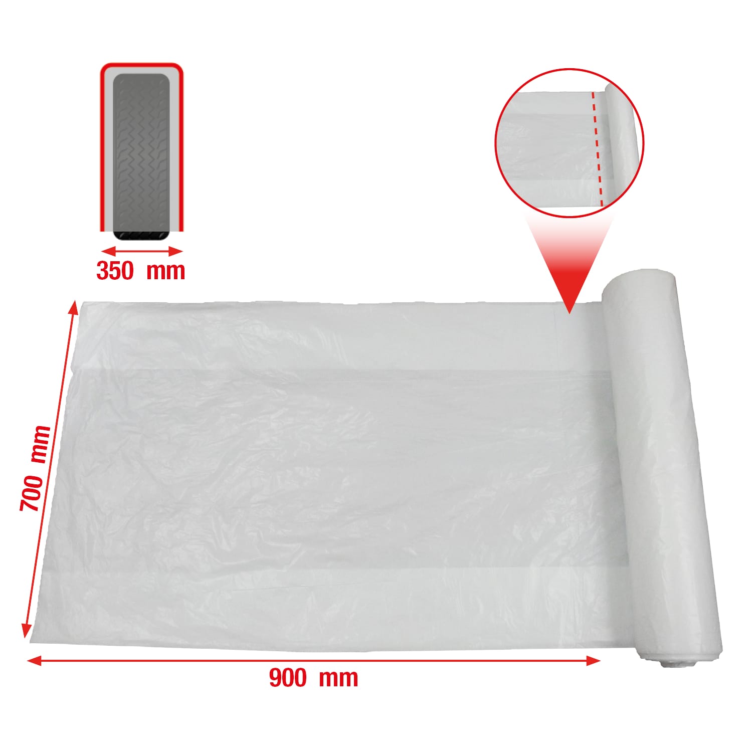 Rengaspussi, valkoinen, 100 kpl, 700x900 mm