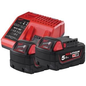 Milwaukee M18 Akkupaketti 2x 5.0 Ah REDLITHIUM-ION akkua ja laturi