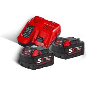 Milwaukee M18 NRG-502 2 x 5,0 Ah ja  1 x M12  B2 2,0 Ah -akkua ja 100 min laturi