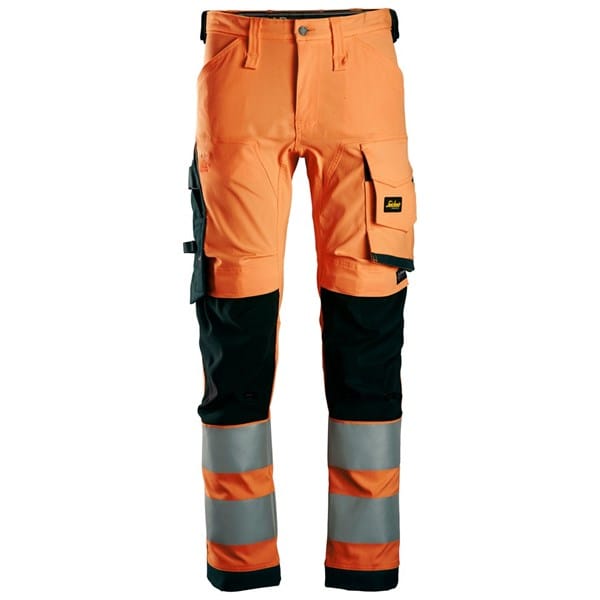 Snickers 6343 High-Vis joustavat housut luokka 2, Oranssi