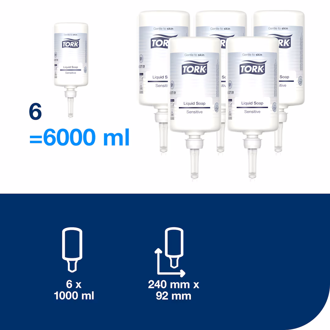 420701 Tork Sensitive nestesaippua 1000 ml x 6 pll - Image 2